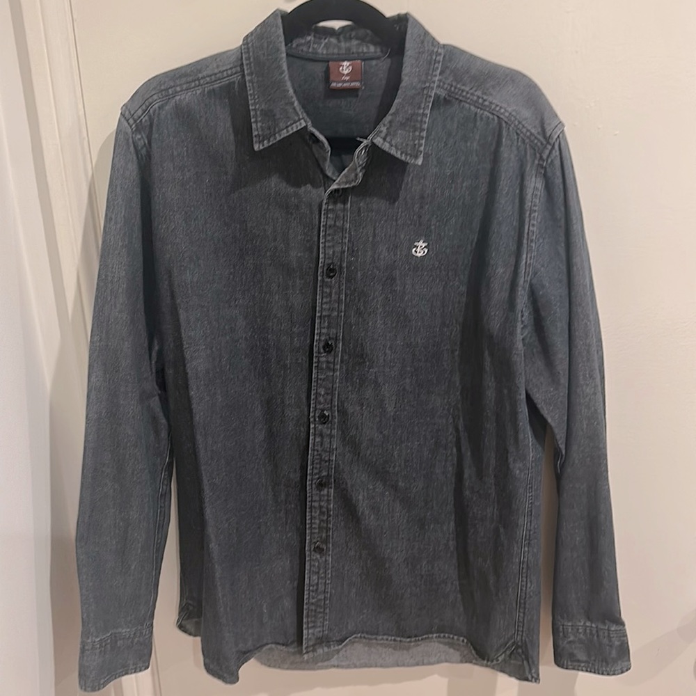 Blakely Clothing Co. Vintage Slim Fit Washed Black Denim Shirt Size Large